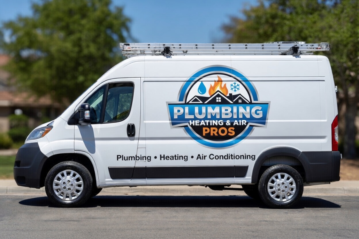 Local plumbing heating and air service van serving Hawthorne